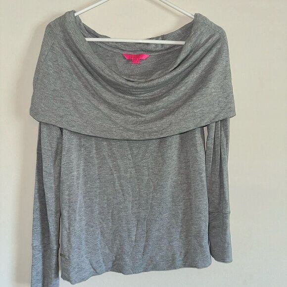 Lilly Pulitzer Tops - Lilly Pulitzer Womens Belinda Off The Shoulder Heather Blue Pullover Top SIZE S